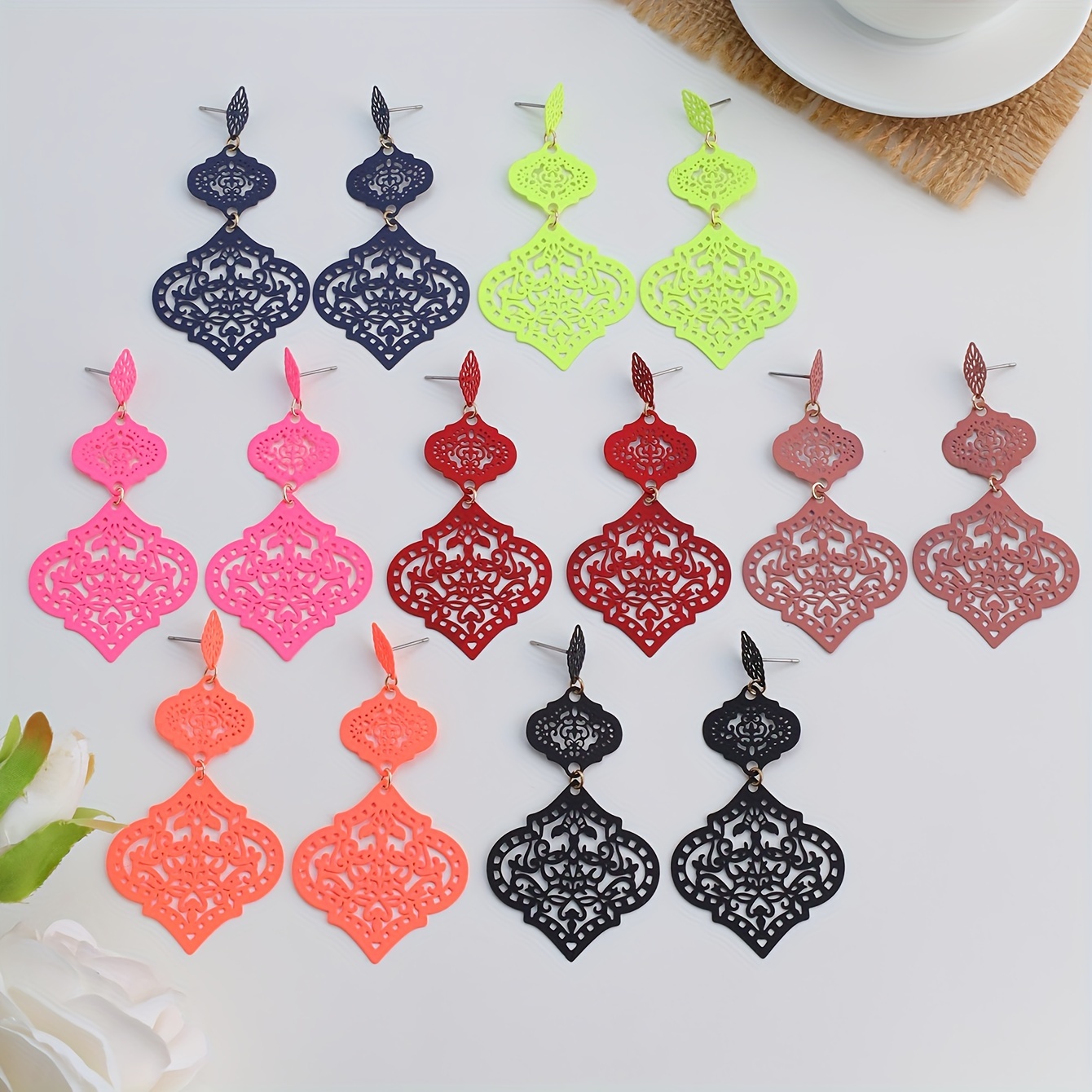 Bohemian Dangle Earrings Hollow Flower Party Accessories
