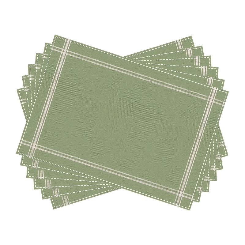 TEMU 4/6pcs, Sage Green Placemat Set, Farmhouse-style Striped Design, Suitable For Kitchen And Dining Room Table Decoration.