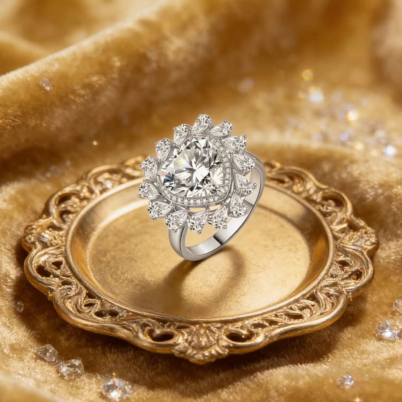Women's Heart-Shaped Zirconia Ring, Unique Aesthetic