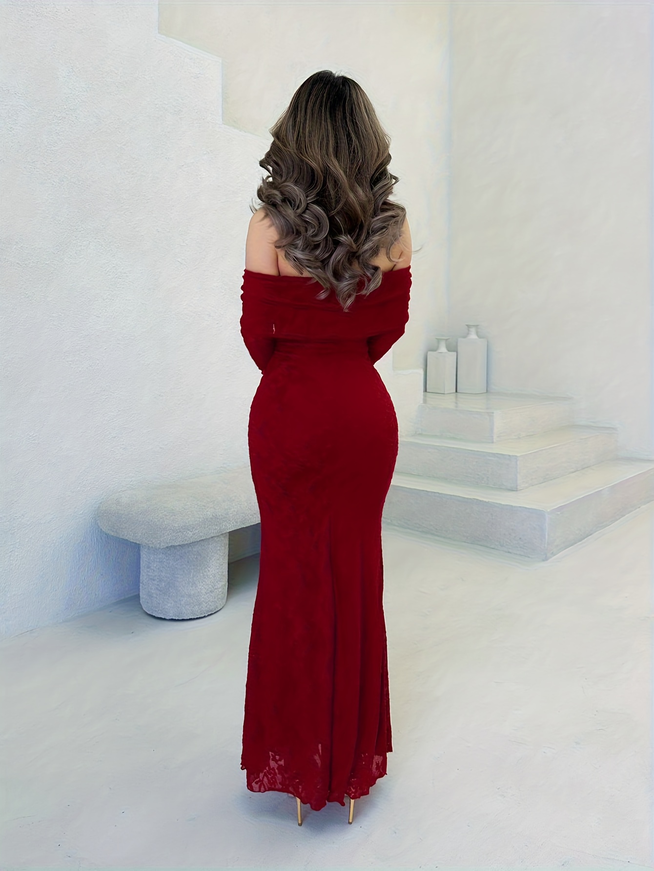 burgundy long mother of the bride dresses Burgundy Mother Of The Bride Dresses Embellished Off The Shoulder Column Mother Of The Bride Dress