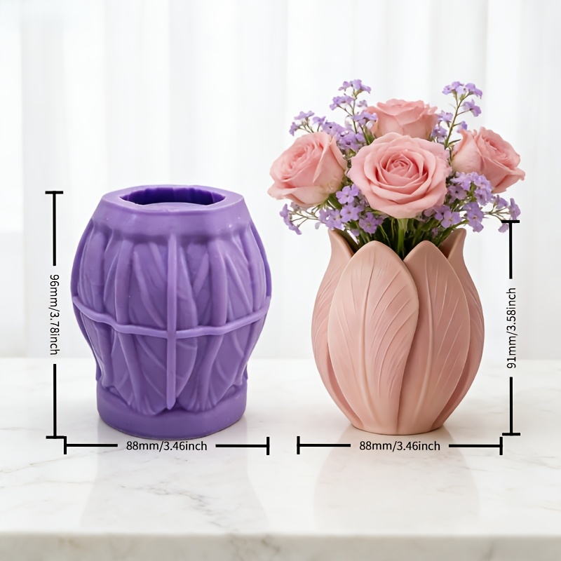 E-shop Harzgussformen, Silikonformen für tulpenförmige Vasen mit dreidimensionalen Blütenblatt-Designs, Werkzeuge für die Vaseherstellung, die weich,