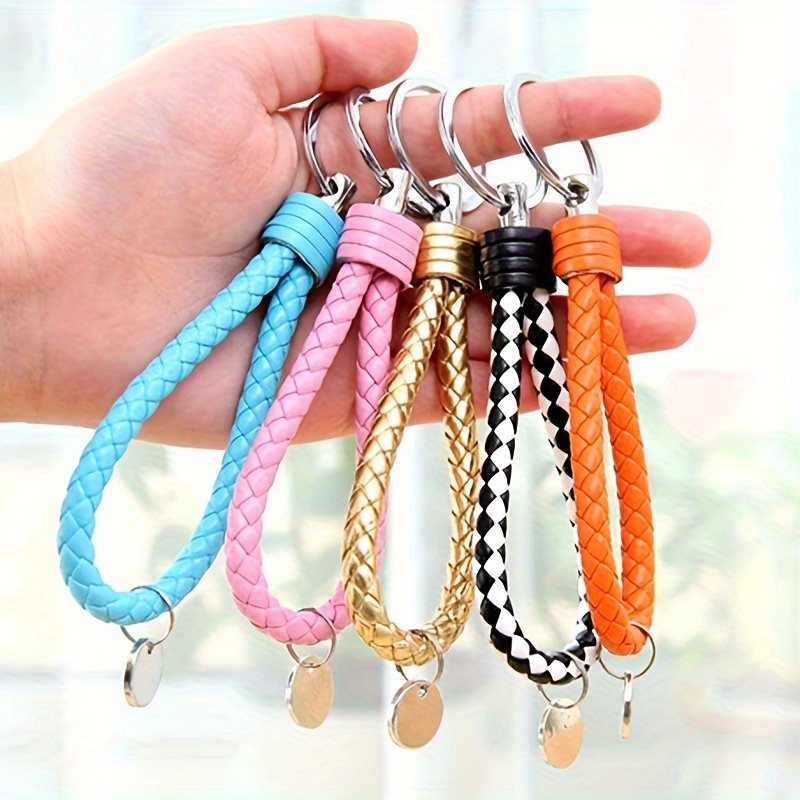 

Woven Pu Keychain, Fashionable Handmade Key Ring, And Safe Round Key Ring, Suitable For Men And Women