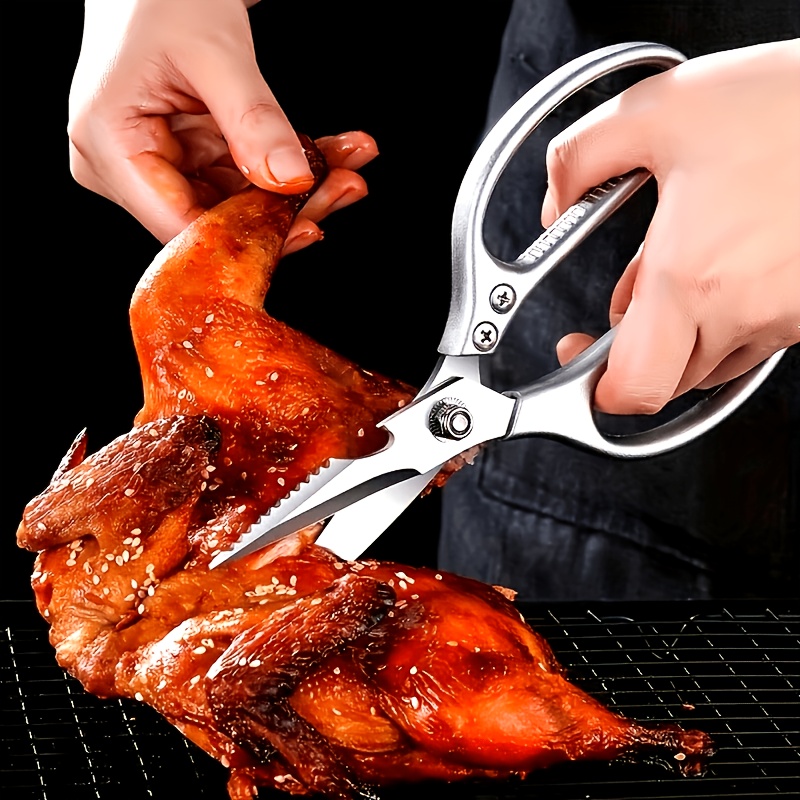 TEMU Heavy Duty Stainless Steel Kitchen Scissors Suitable For, With, Professional Scissors For Chefs, Cooks, Poultry, Meat, Vegetables, - Hygienic