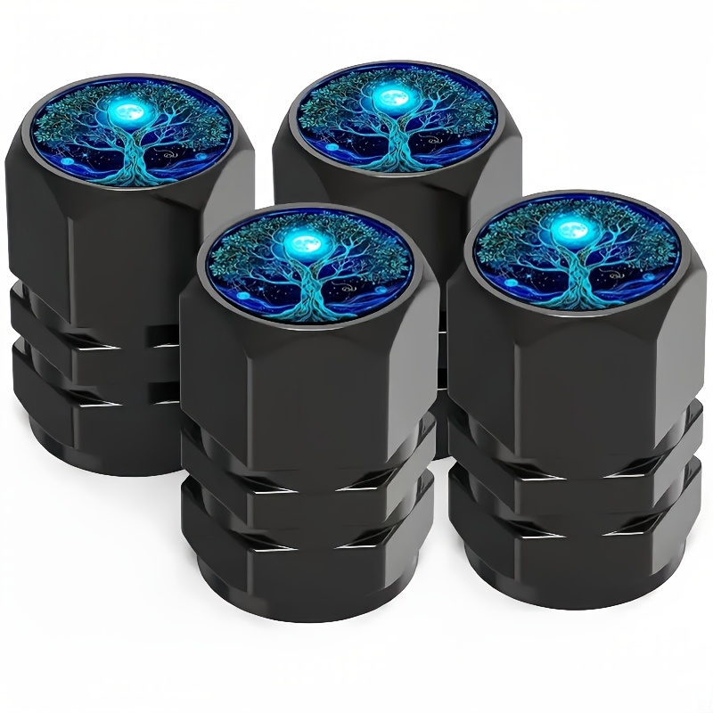Image of 4pcs Tree Of Design, Car Tire Valve Cover, Car Tire Cap Cover, Universal Suitable For Motorcycles, Trucks, And Bicycles