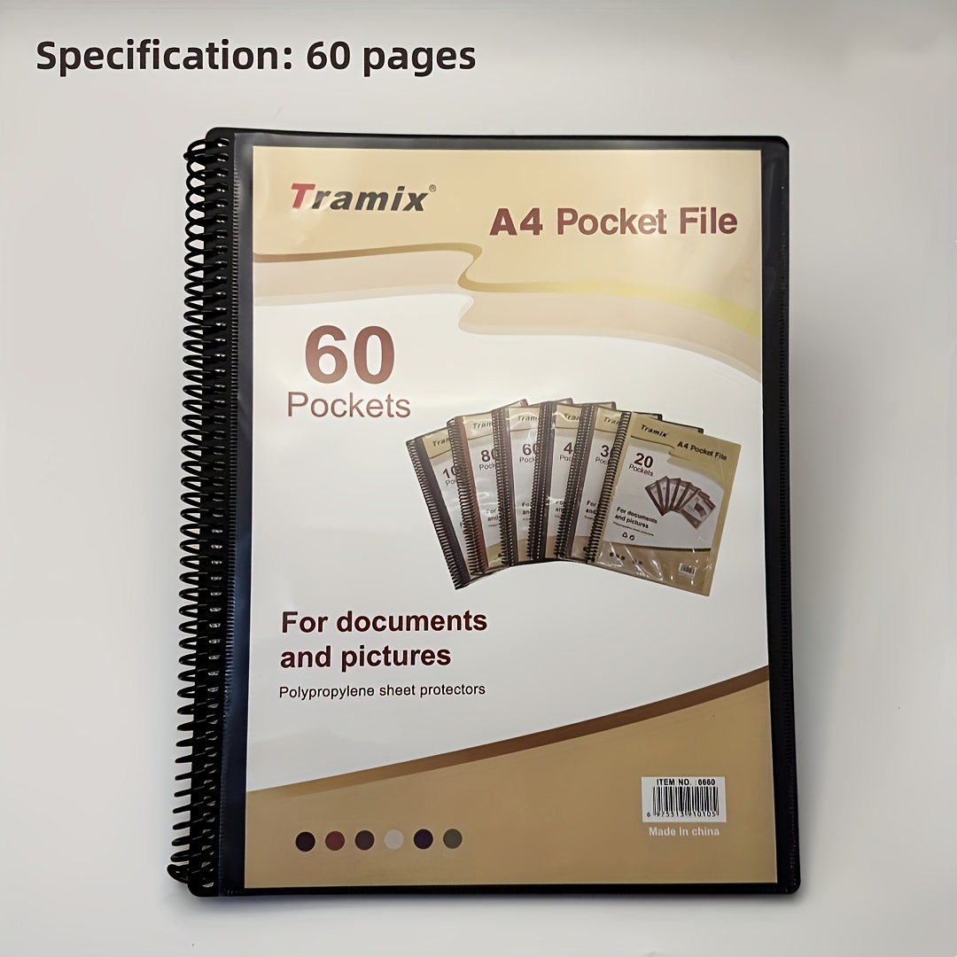 Image of 1pc A4 Spiral Coil Data Manual, Clear Book, Folder With Insert Bag, 30/60/80/100 Pages - Data Book, Certificate Collection, Suitable For Schools And Offices