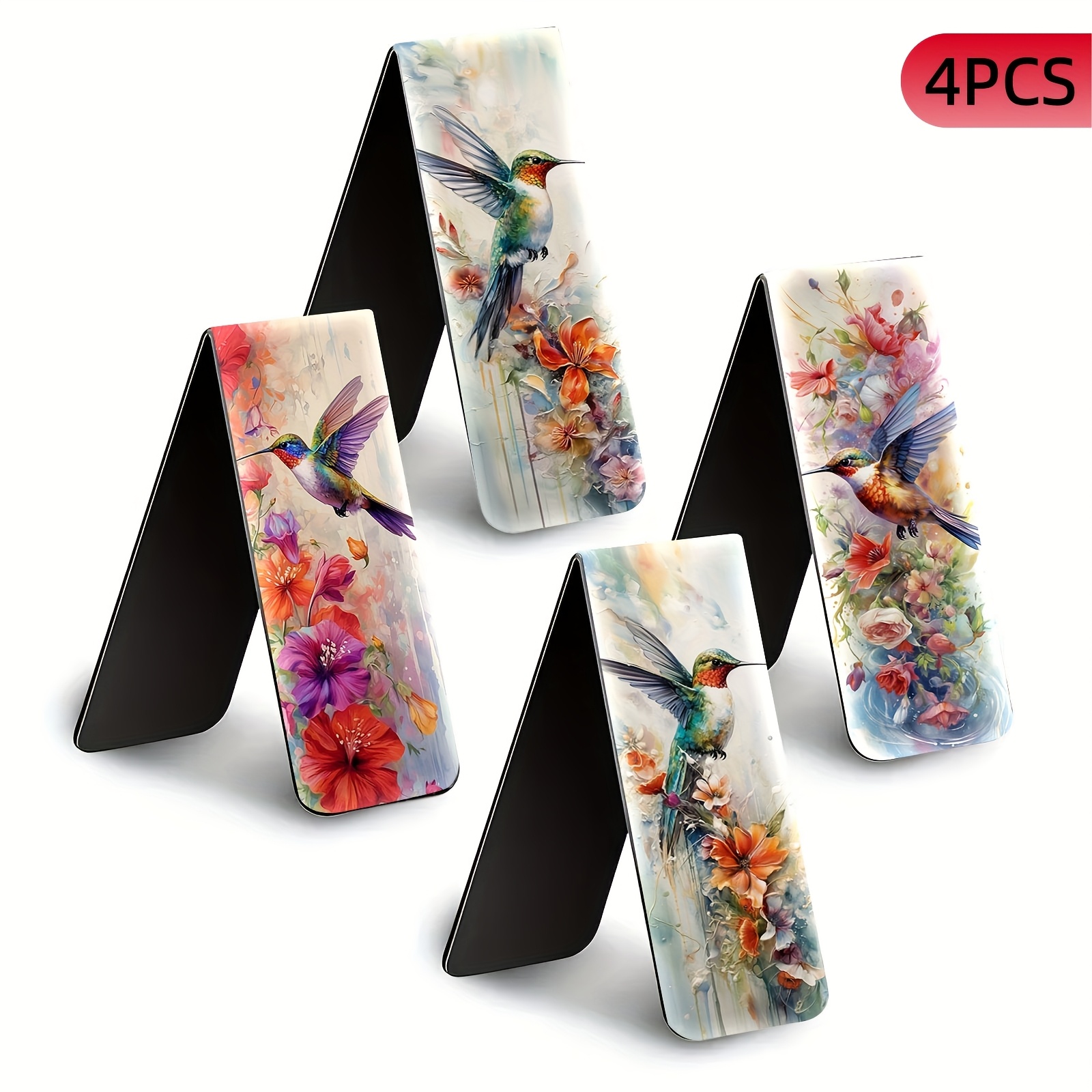 TEMU 4pcs Magnetic Bookmarks | Folded Page Markers | Hummingbird | Book Clips For Teachers Book Lovers | Great For Journals, Planners, Office Use