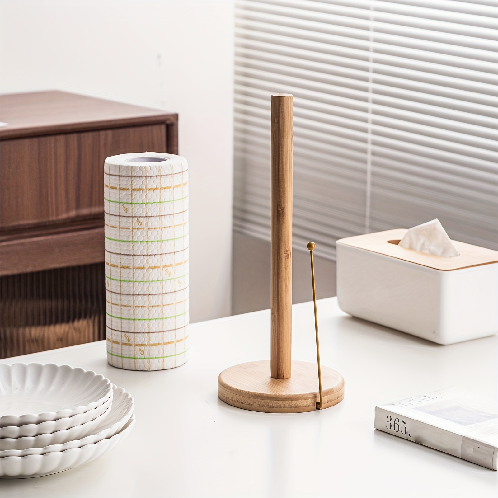 vertical tissue holder kitchen paper towel rack cloth holder cling film rack storage stand storage column upright roll paper holder home use kitchen use Product details 2