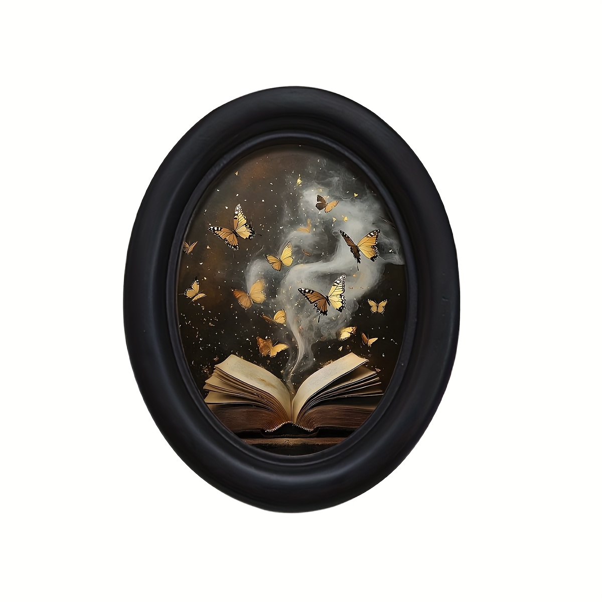 Image of 1pc 3d Items Featuring Of Wisdom And A In A Vintage Wooden Photo Frame (4.16 * 5.25). It Includes Oval Wooden Decorative Signs And Serves As Wall Decor, Perfect For For Home And Office Settings