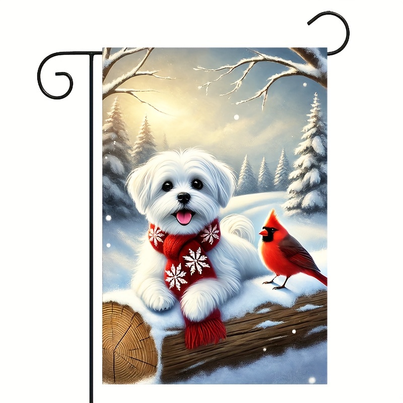 

Charming Christmas Garden Flag - Festive Outdoor Decor, Perfect For Pet Lovers, Durable Polyester, 12x18 Inch, Ideal Holiday Gift