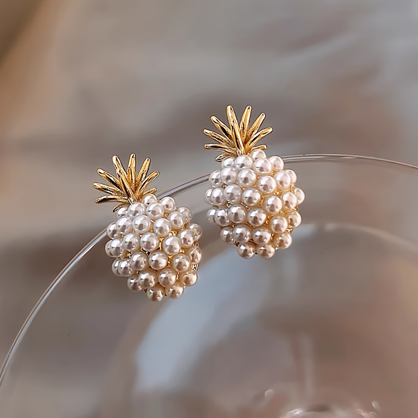 TEMU 1 Pair Of Small, Easy, Exquisite , High-end Artificial Pearl Inlay, Women's Beach Style, Versatile And Fashionable Earrings For Daily Use