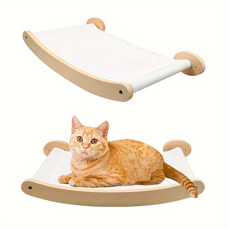 

Polyester Fiber Cat Hammock, Wall-mounted Cat Bed With Durable Wooden Frame, Space-saving Pet Lounger For Indoor Cats, Comfortable Hanging Kitty Perch With 8kg Load Capacity - Ideal For All Cat Breeds