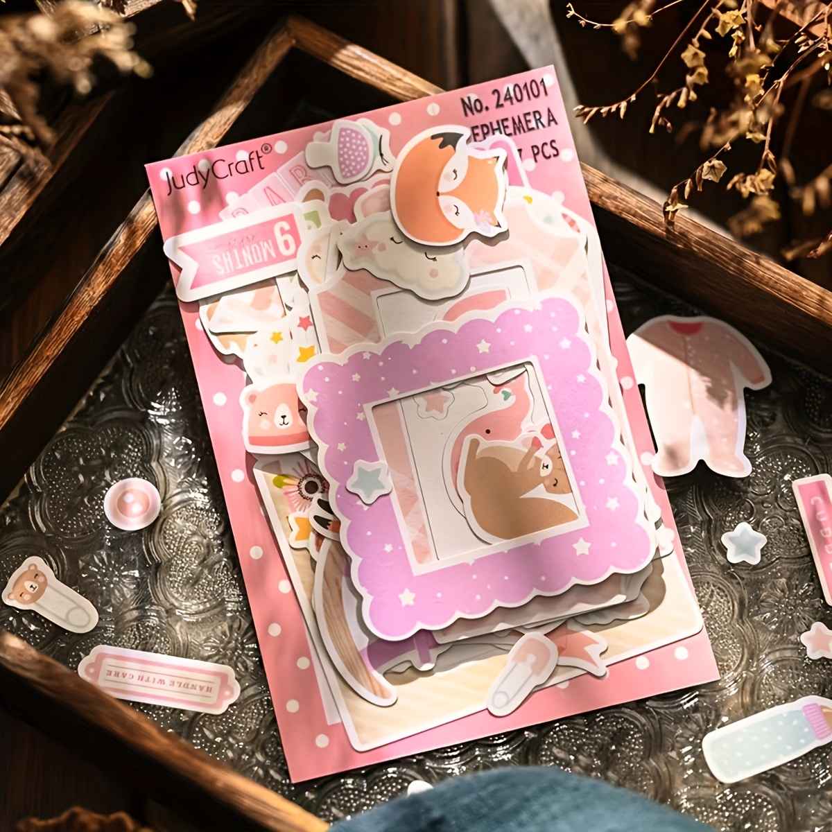 TEMU 107pcs Fresh And Simple First Birthday Anniversary Scrapbook Album Material, Handmade Decorative Stickers