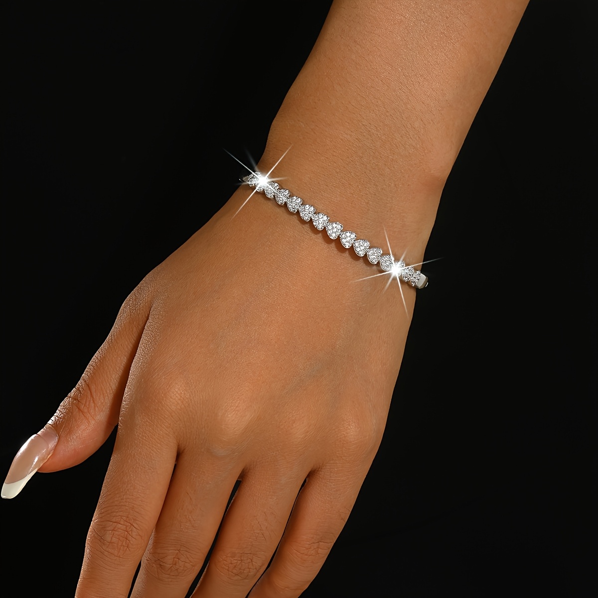 Women's Romantic French Heart Bracelet, Exquisite Pave Design