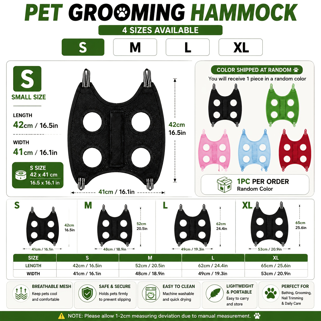 TEMU Pet Bathing Hammock, Cat And Dog Grooming Restraint Bag, Breathable Mesh Fabric Design, Bathing, Grooming, And Nail Clipping Care Aid Tool, 1pc,