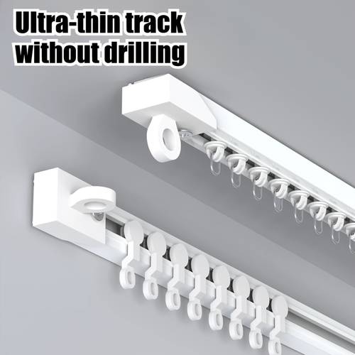 1 set self ceiling and wall for curtain no drilling screws or tools curtain rod for window bedroom shower closet and rv curtain rail with curtain s hooks