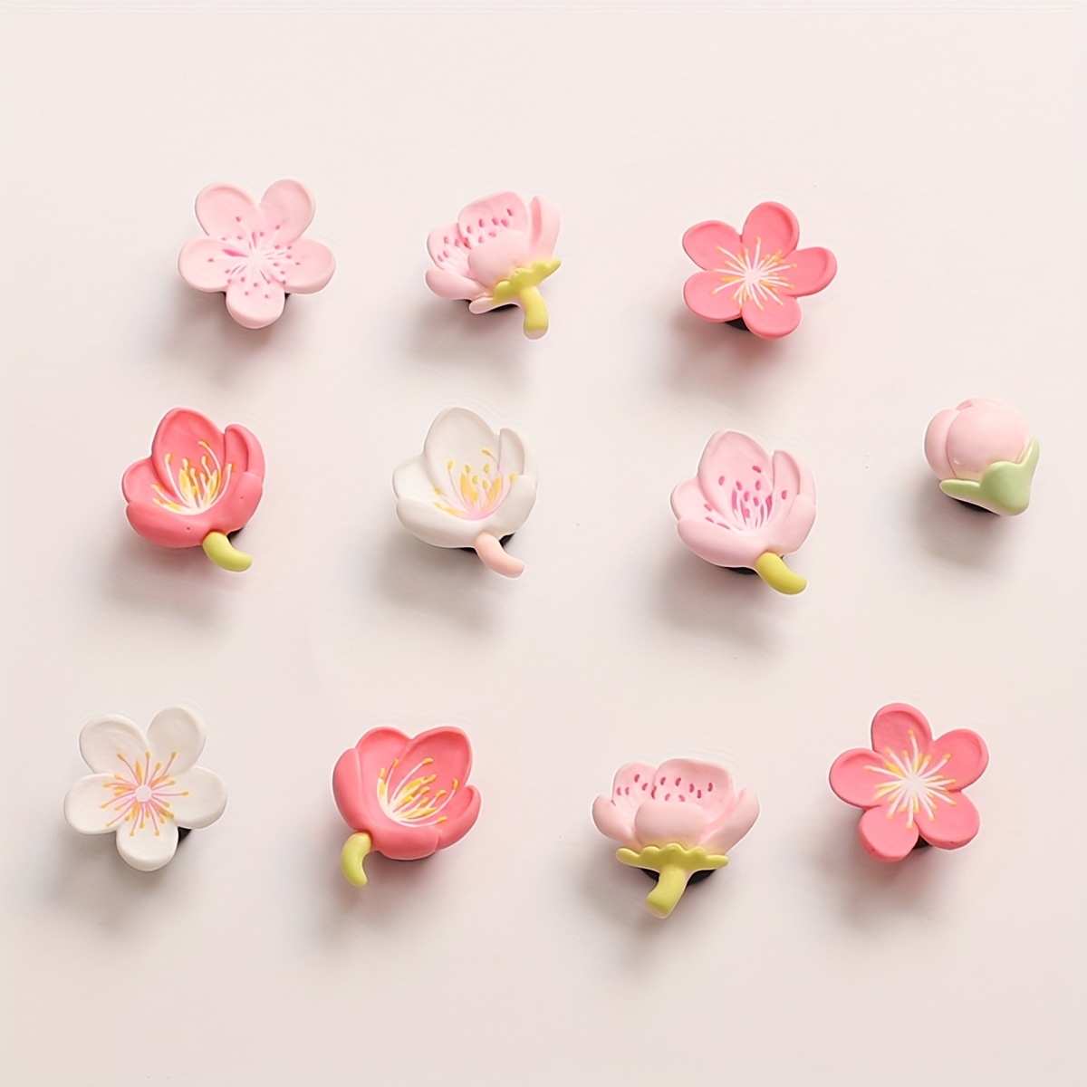 TEMU 11pcs Exquisite New Style Pink Flower Petal Detachable Diy Sandals Flat Shoes Shoe Flowers Sneaker Buckles, Fashionable Gift, Gorgeous High-end