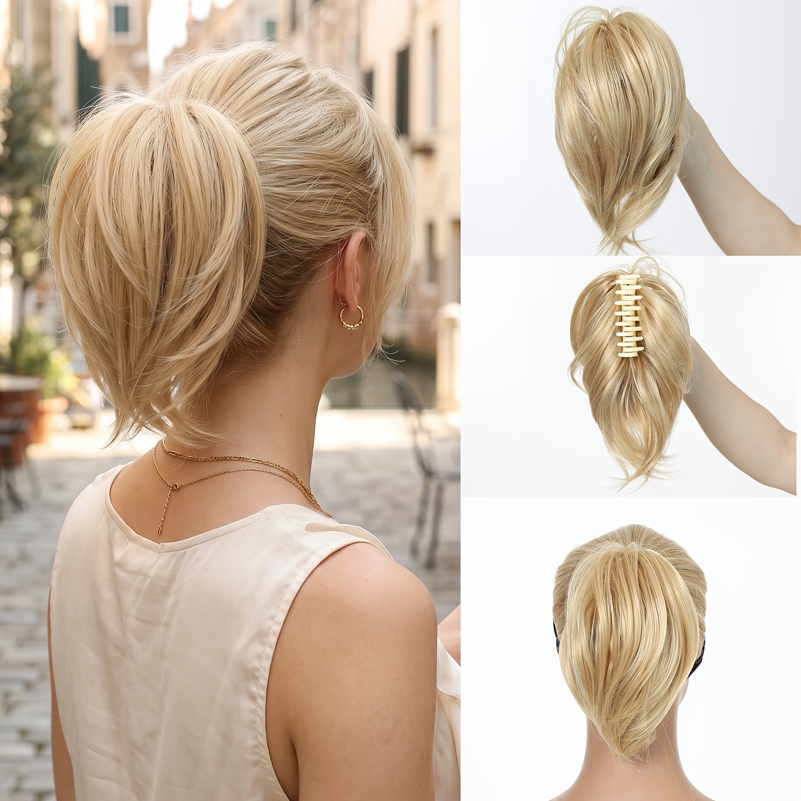 Image of Messy Bun Hair Clips, Bun Holders, Wavy Bun Additions, High Bun Hair Extensions, Updo Buns, Ponytail Hair Clips With Clips, Women's , Suitable For Daily Wear And Party Gatherings