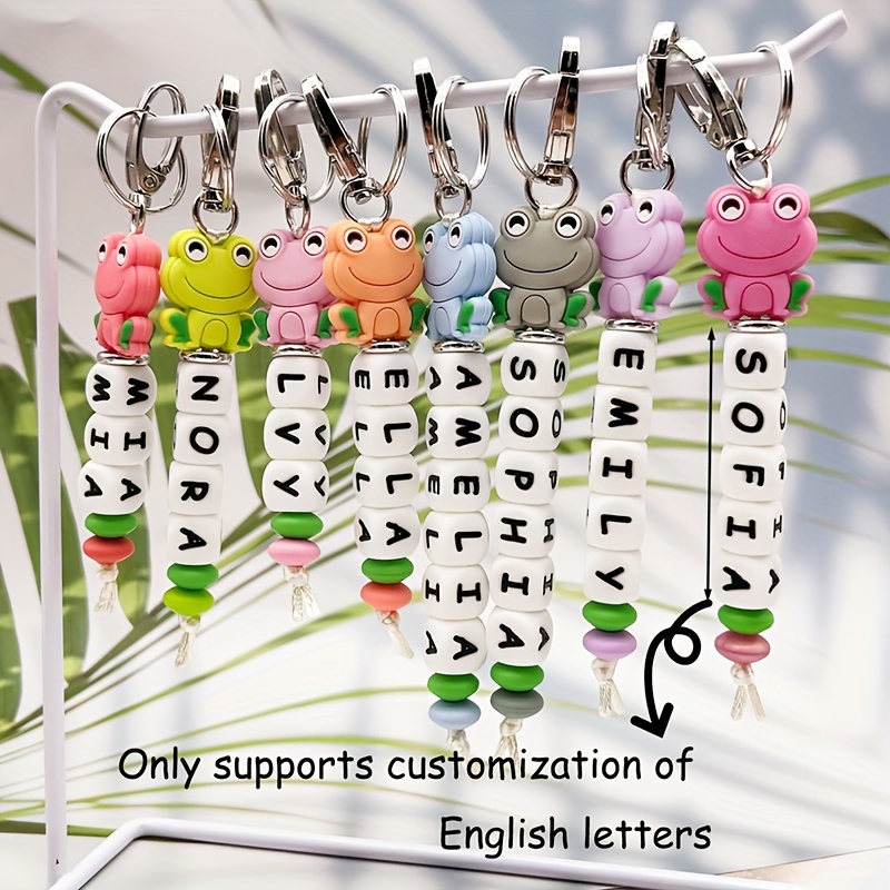 

Personalized Frog Keychain: Customizable Name, Silicone Material, Cartoon Design, Perfect For , Key Ring, Key Chain, Lobster Clasp