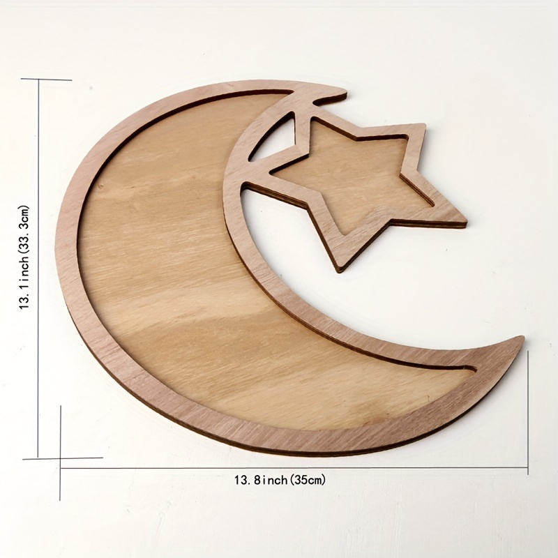 

Eid Wooden Dessert Tray - Moon & , Ramadan Decor & Celebrations, No Batteries Required