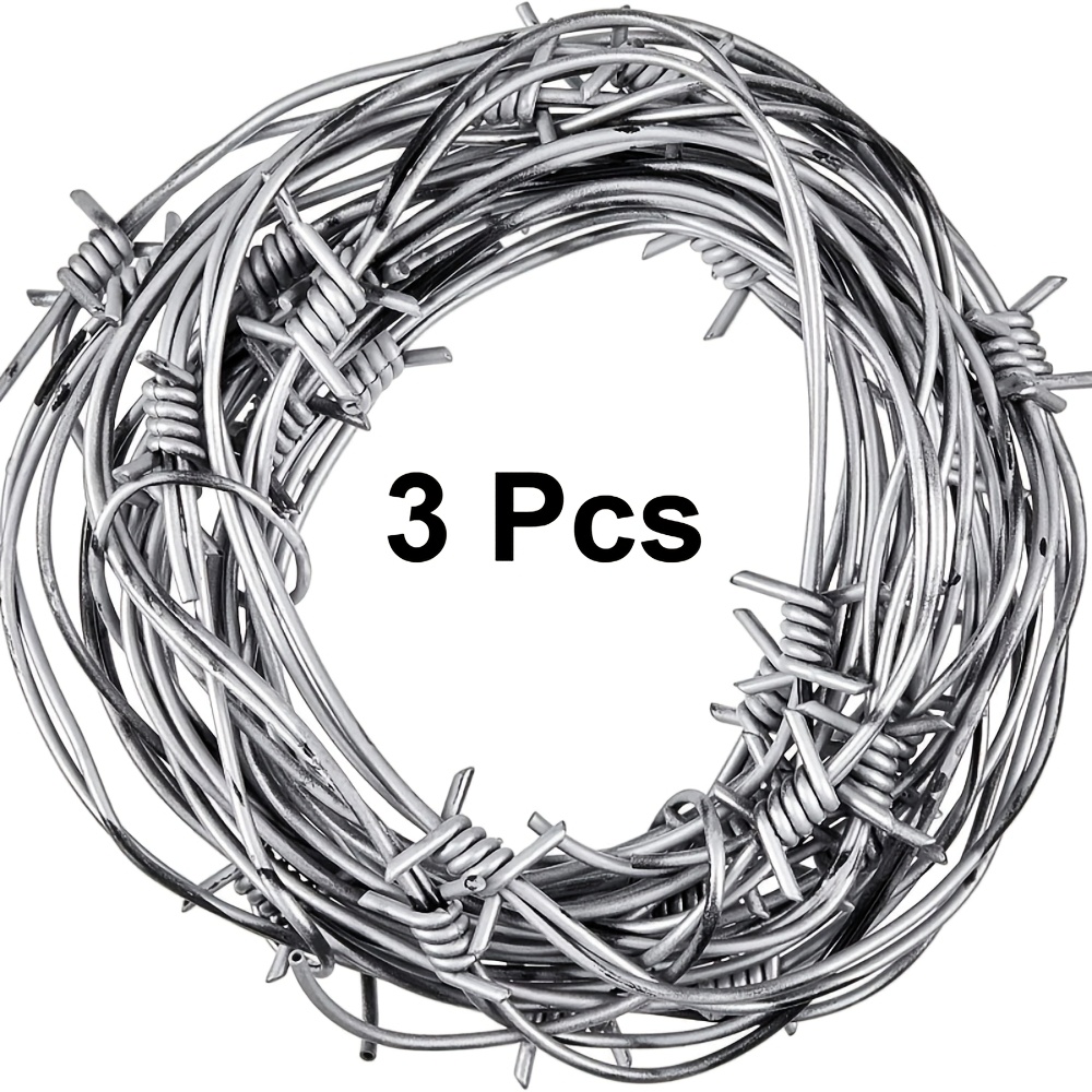 TEMU 3pcs Silvery Fake Rusted Wire Mesh Halloween Party Wreath Decorations, 8.2ft Halloween Plastic Wire Mesh Garden Decorative Props Western Decor