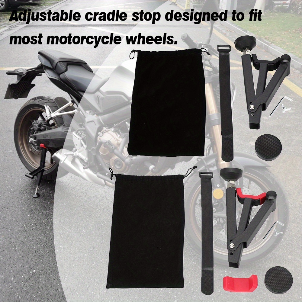 motorcycle portable single sided paddock stand front and rear wheel stand support foldable universal tire repairing tool details 8