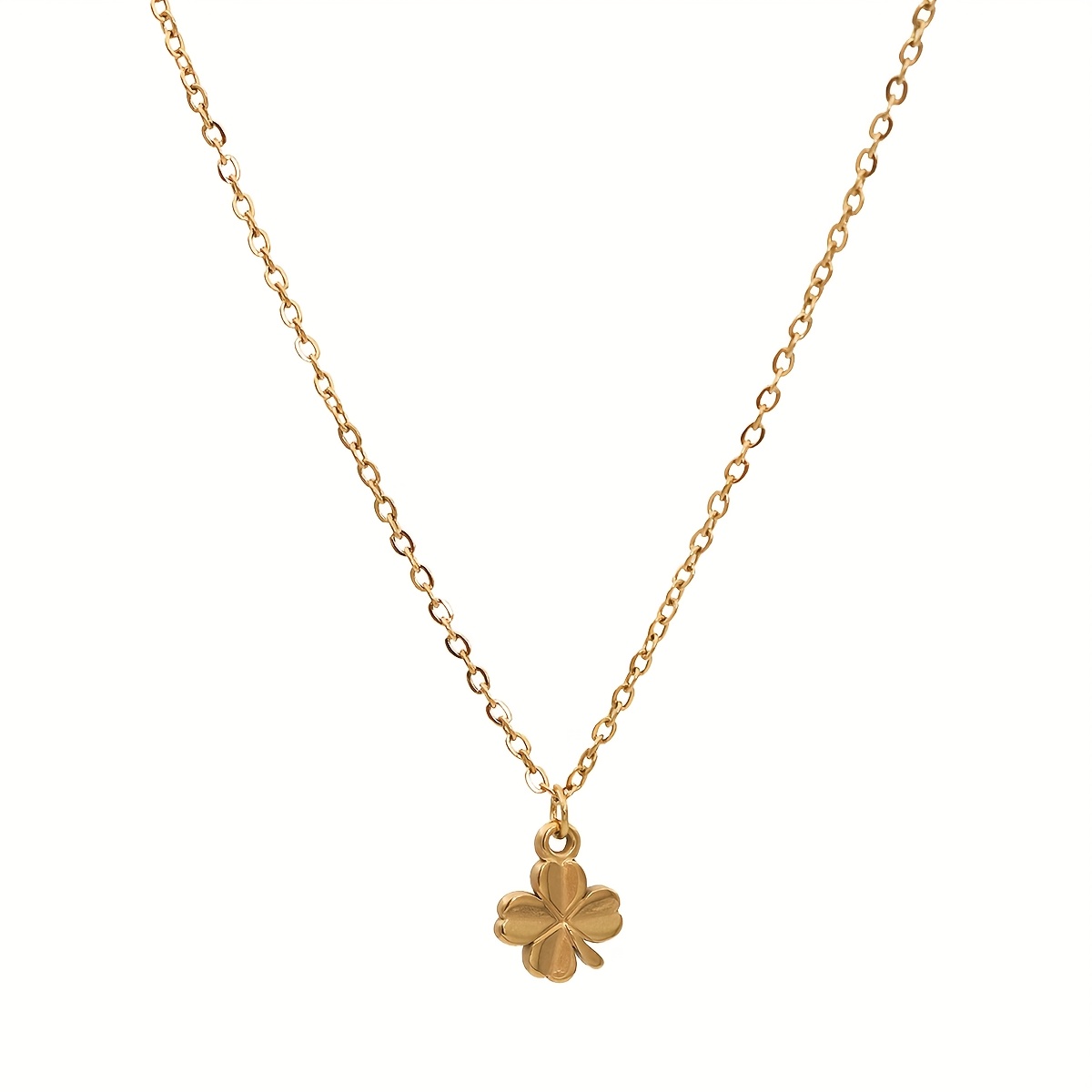E-shop 40+5 cm Edelstahl Schmuck Vierblatt-Klee Halskette, minimalistisches Design, Vierblatt-Klee Anhänger, Brustbeinkette für Geschenke an Freundin