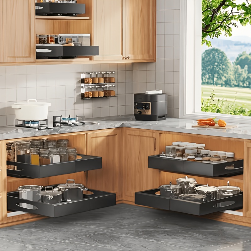 TEMU 1-Pack Tiroir de Placard Extensible, Étagère Coulissante, Panier Roulant Sous Évier Facile à Installer, Étagère Réglable, Tiroir de Rangement