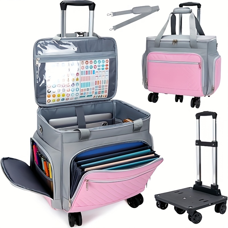 TEMU 1pc Rolling Teacher Tote Bag With Accordion File Organizer, For Classrooms, Travel Or Daily Commutes
