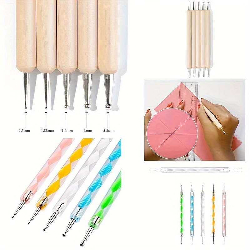 

5pcs/set Embossing Stylus Tool Double Head Wood /acrylic For Diy Embossing Intricate Patterns Dotting Tools