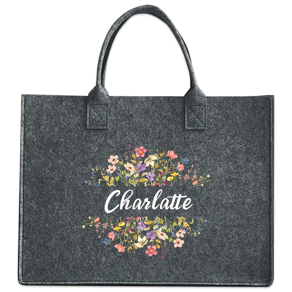 TEMU Custom Personalized Felt Tote Bag With Heat Transfer Printing, A Spacious Handbag For Women Suitable For Work Commutes, An Bag, A Stylish Travel