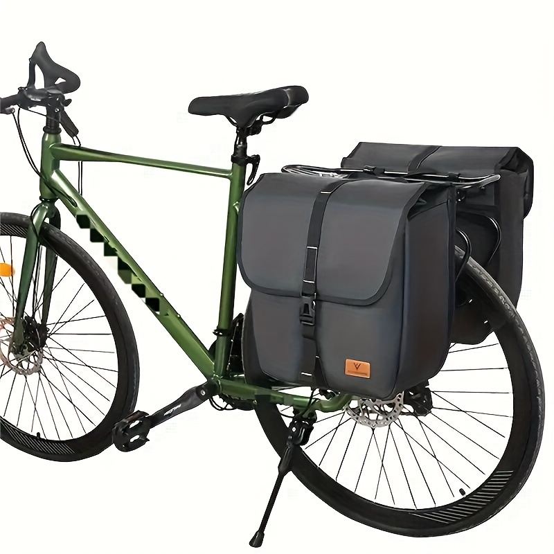 2pcs heavy duty pvc mountain bike saddlebags waterproof dustproof cycling panniers for commuting and long trips fits both sides of rear rack details 1