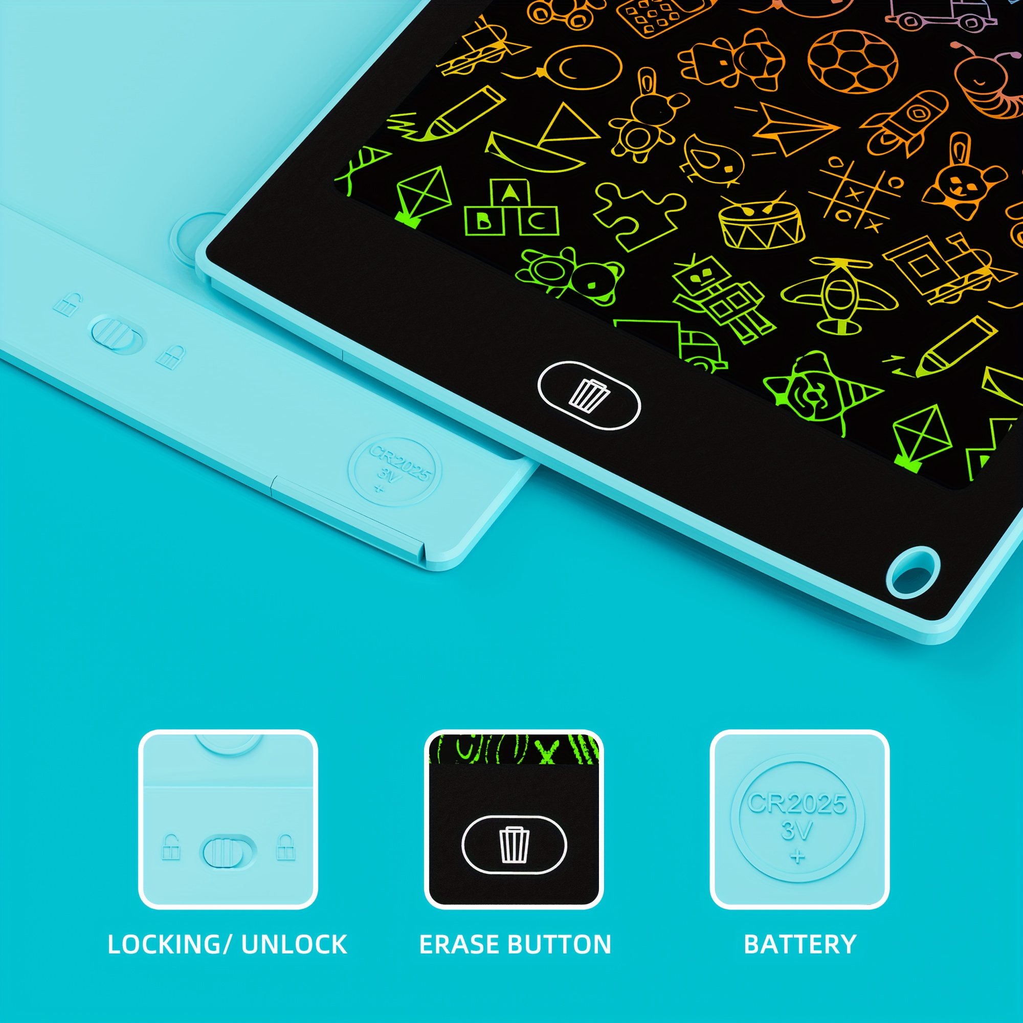 20pcs Erasable LCD Doodle Boards for Kids - 8.5 Inch Reusable Writing & Drawing Boards with Stylus, 5 Colors (Sky Blue, Pink, Red, Blue, Black) | Battery-Powered Educational Toys for Parties, Birthdays, Theme Activities