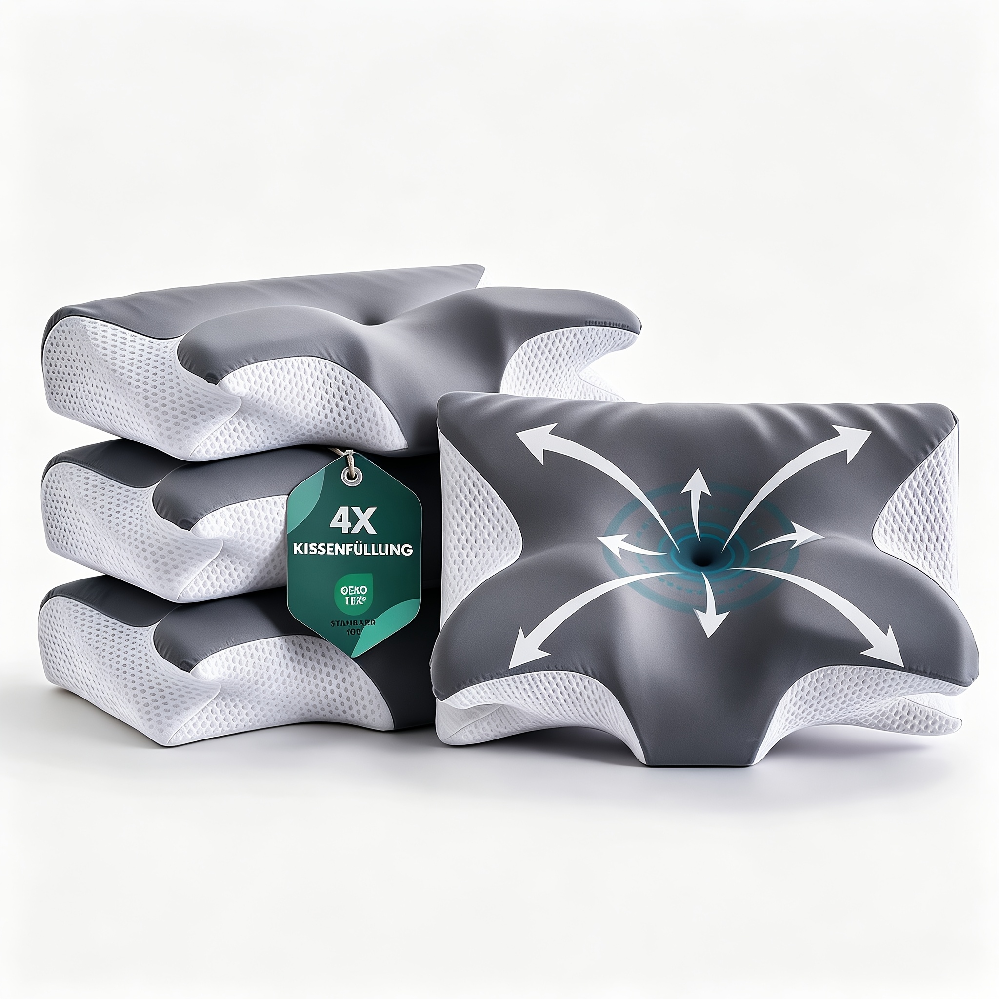 TEMU Lot de 4 oreillers ergonomiques en coton, la naturelle du cou et des épaules, et de , difficile à déformer, style simple, 40x60cm - Plusieurs