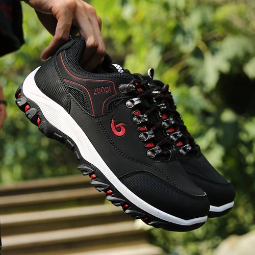 mens breathable lace up hiking sneakers non slip durable pu upper eva insole yellow black low top casual shoes for