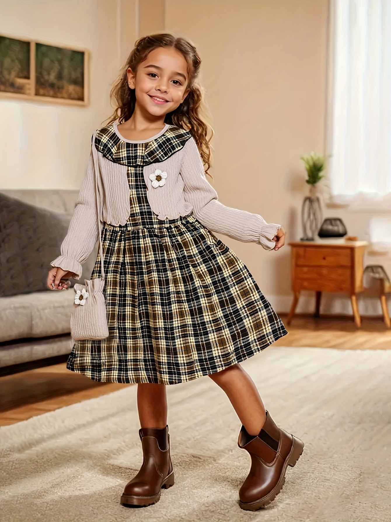 girls 2 in 1 knitted cable texture fabric - Temu