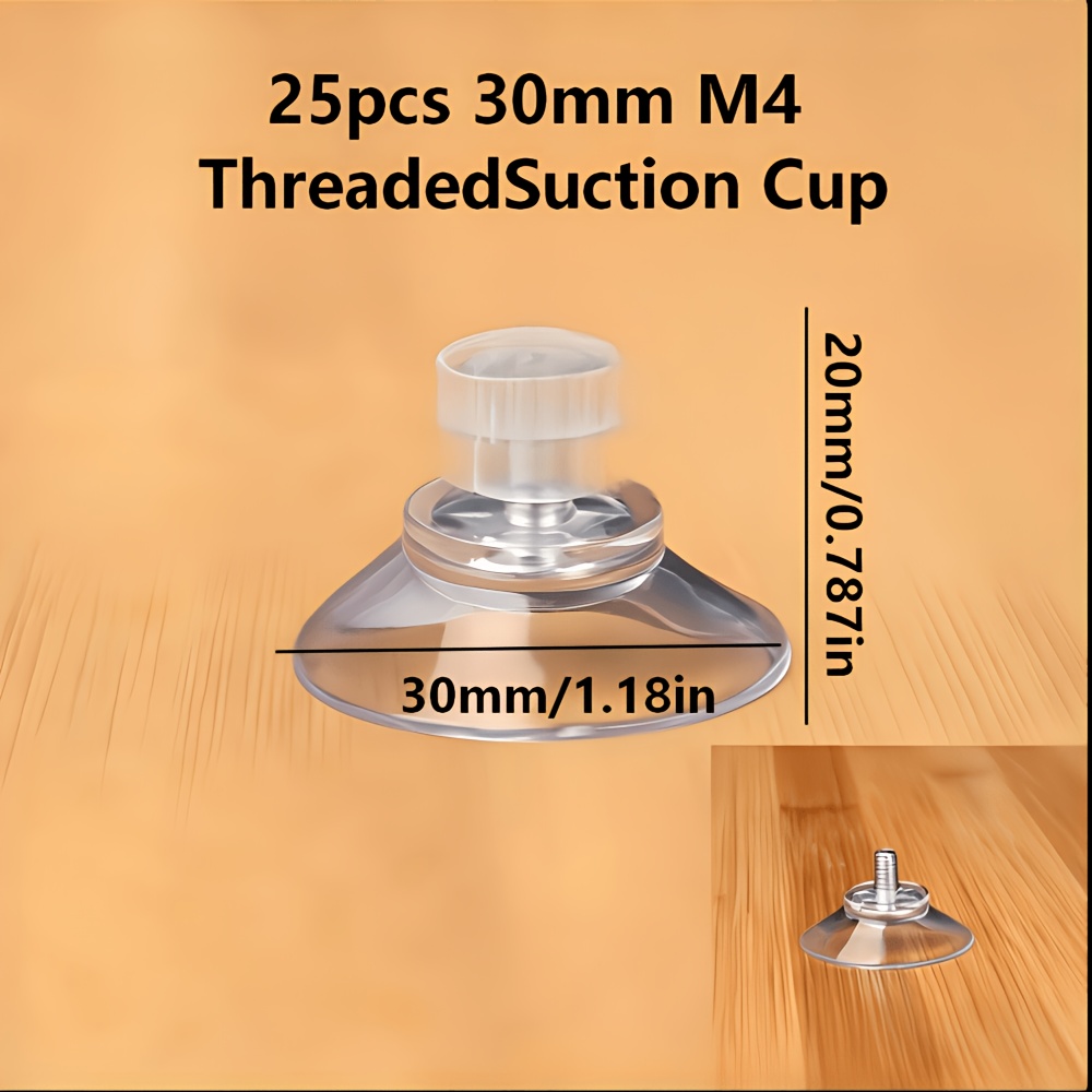 E-shop 25-teiliges Set mit 30 mm multifunktionalen transparenten Saugnäpfen, kombiniert mit M4-Befestigungsschrauben. Transparent praktisch, geeignet