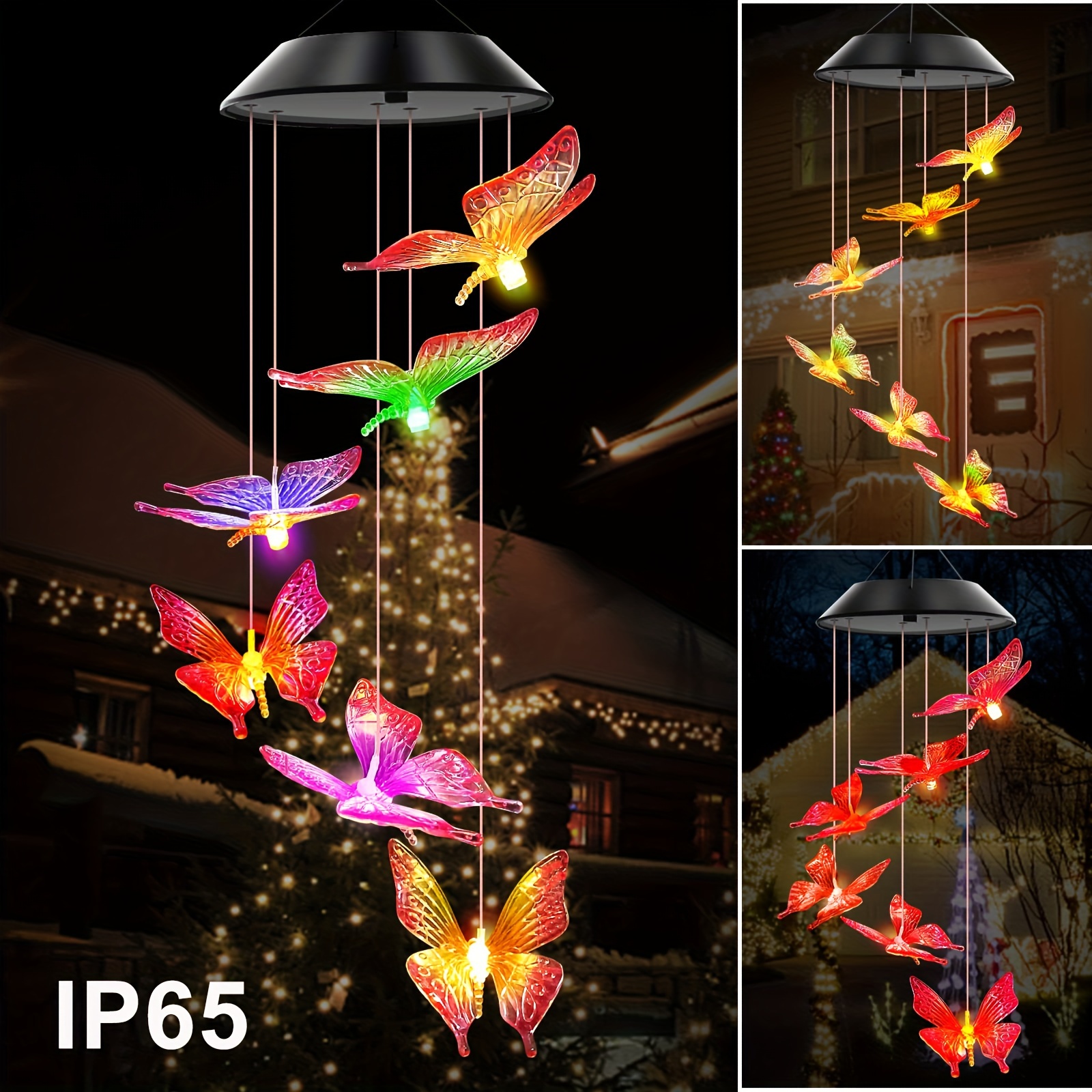 Purple Butterfly Solar Wind Chimes