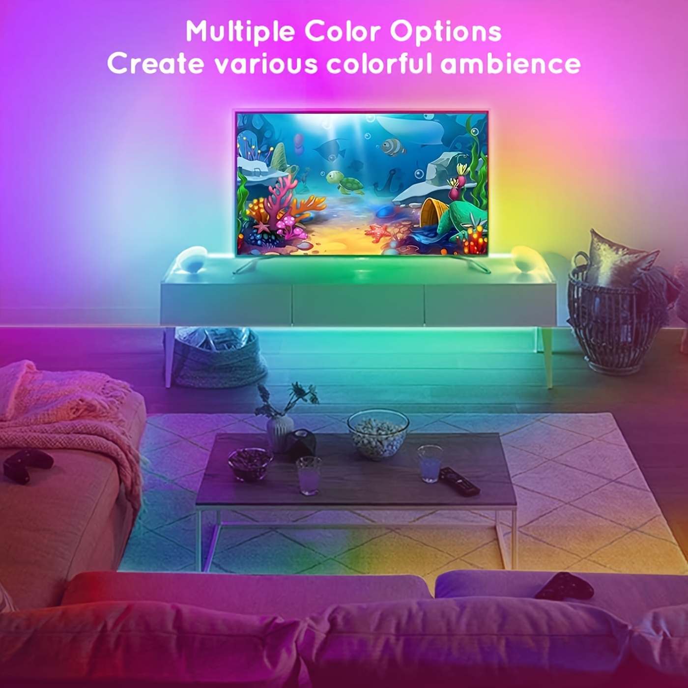 1 ensemble de bandes lumineuses LED pour la décoration de la chambre à coucher, 3 pieds à 100 pieds, télécommande à 44 touches et contrôle par application, bandes lumineuses RVB, avec fonction de synchronisation, bandes lumineuses à couleur changeante de synchronisation de musique, adaptées au salon, au festival détails 1