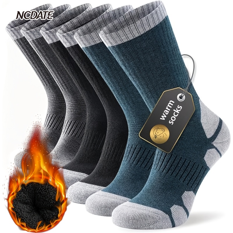 TEMU 6-pair Autumn Winter Fleece Thickened Shock-absorbing Towel Bottoms Men Women Same Style Thickened Terry Socks -proof Long Socks Comfortable