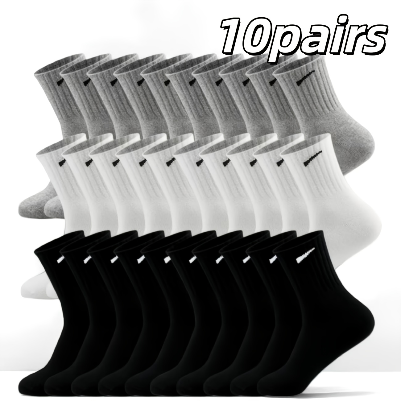 TEMU 10-pair Unisex Random Mid-tube Sports Socks, Classic Socks Suitable For Running, Gym, Work Environments, Moisture-wicking And Sweat-absorbing,