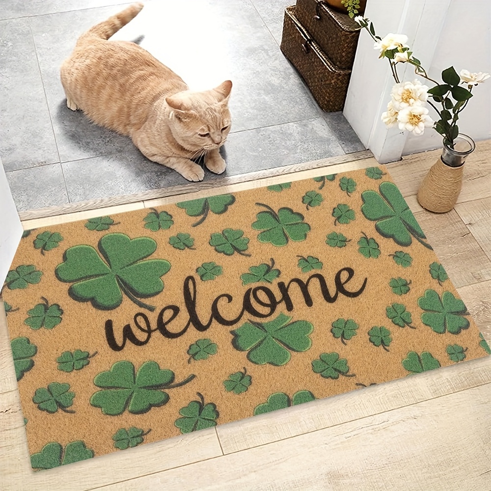 

1pc 's Day Welcome Doormat - Print, Lightweight, Machine Washable, Woven Polyester Flannel, Non-slip, Rectangle Entrance Mat For Home & Outdoor Decor, 480gsm