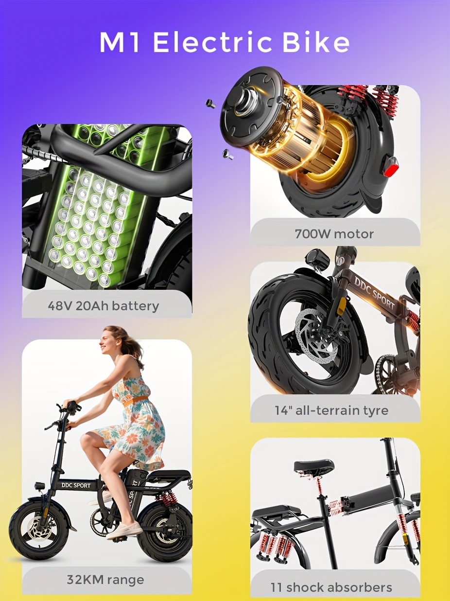 [Folding E-Bike] 700W Folding E-Bike for Adults: Tackle 25° Hills & 20MPH Speeds. 35-Mile Range with 48V 20Ah Removable Battery, 385LBS Capacity & 11-Layer Shock Absorption for A Smooth Ride. Your All-in-One Commute & Adventure Solution