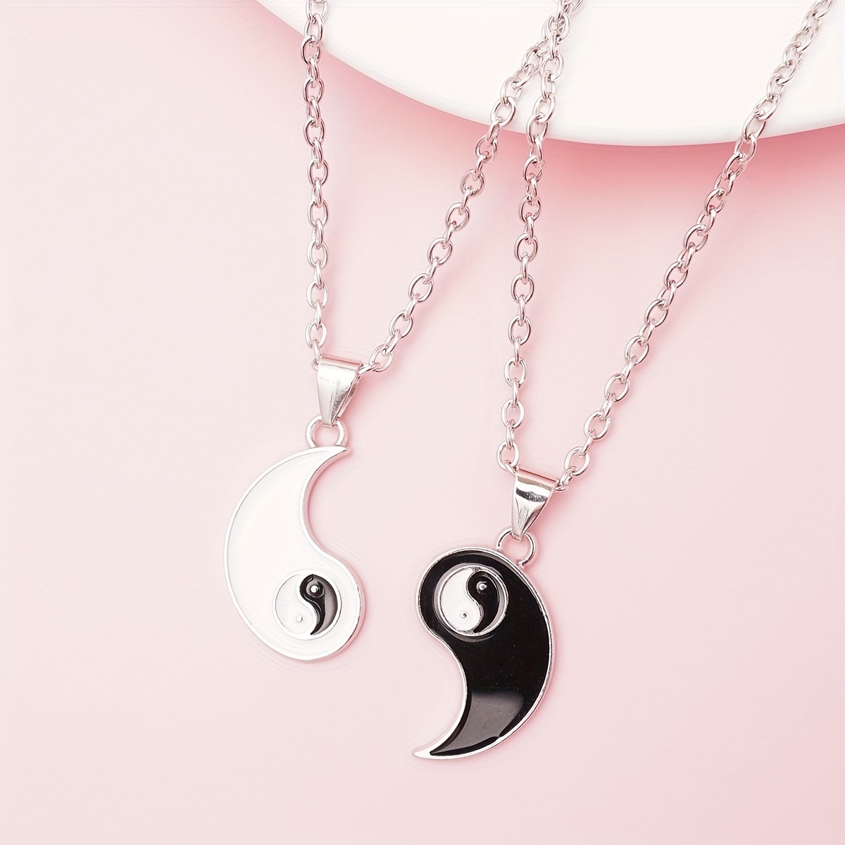 2pcs Best Friends Taichi Pendant Necklaces, Adjustable
