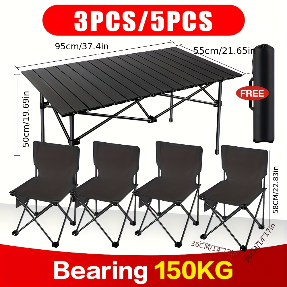 3pcs 5pcs set folding table and chair camping chair bench picnic seat outdoor portable table bbq   set   4 2chairs