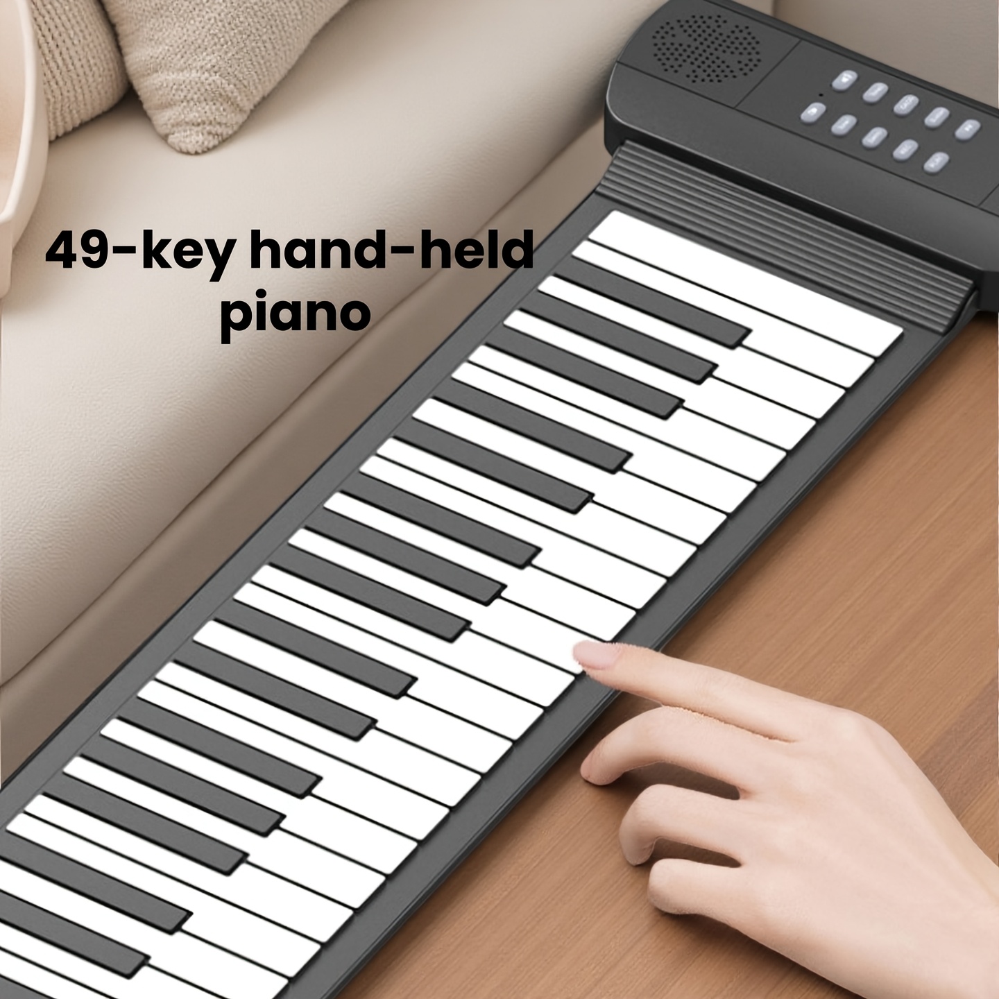 Image of 49-key Roll-up Piano Portable Foldable Roll-up Piano Roll-up Piano Simple Piano Rollable Keyboard Black Keyboard High-fidelity Sound Headphone Jack Keyboard