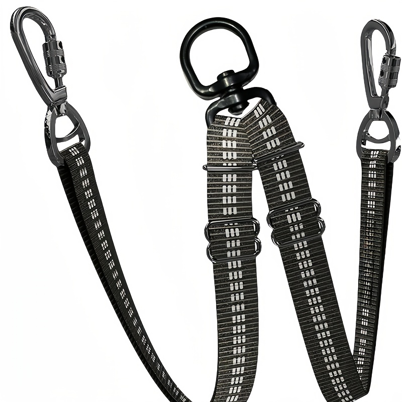 Image of Dual Dog Leash Attachment – Adjustable Length Long Leash For Dog Training – Double Reflective Dog Leash, - – Heavy Duty Nylon And Metal – (black, Large)