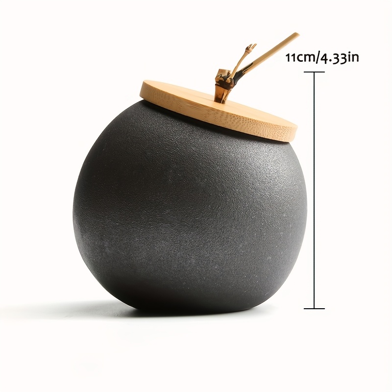 Image of Ceramic Tea Jars, Kitchen Jars - With Sealed Bamboo Lids, -garde Design, Oval Spice Jars, Suitable For Storing Kitchen Seasonings And Home Decoration, , Use In 1 Jar, Perfect Gift For Father's Day