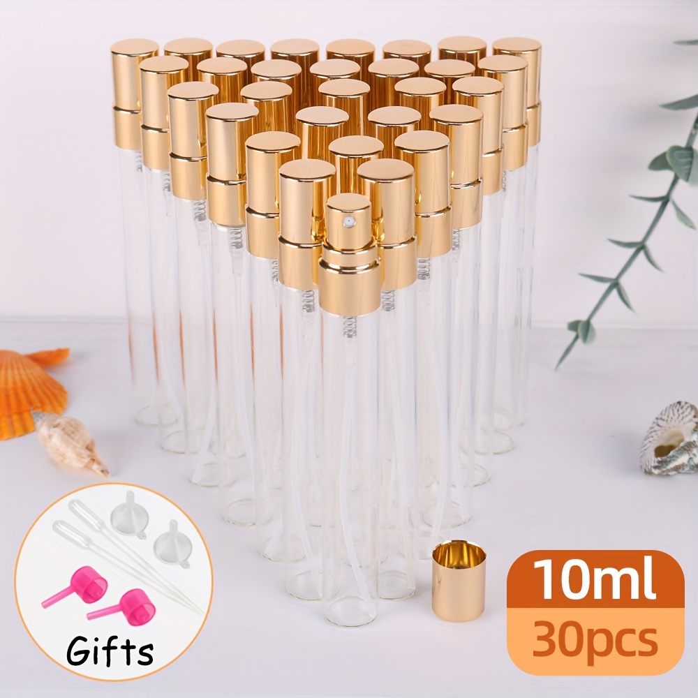 30-pack Electroplated Aluminum Spray Bottles, Glass Spray Bottles, Golden, Silvery, Black, Transparent Dropper Bottles