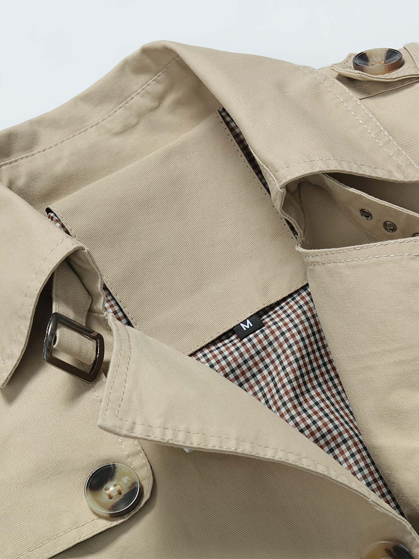 Men's Windbreaker, Men's Mid-Length Trench Coat with Turn- Collar, Casual Sport Windbreaker Jacket, Fashionable Minimalist Style, Multi-Button Design, Suitable for Outdoor Outings and Street Shopping