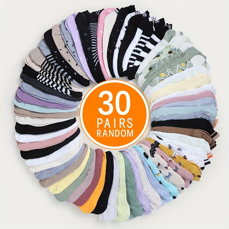 

Elegant Women's Ankle Socks - 10/30/50pcs, Soft & Comfortable Polyester , Gifts & Travel, Solid Color